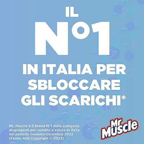 Mr Muscle Sciogli Capelli, Stura Lavandini e Scarichi, Disgorgante, Forte per Capelli e Peli di Animali, Sicuro per i Tubi - Formato scorta da 6 pezzi da 500ml