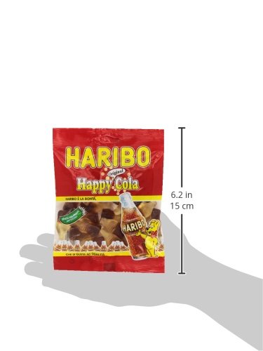 Haribo - Happy Cola, Caramelle Gommose al Gusto di Frutta e di Cola , 100 g - [confezione da 6]