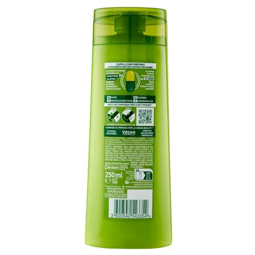 Garnier Fructis Shampoo Lenitivo, Per Capelli Normali, Azione Antiforfora, Con Tè Verde e Piroctone Olamina, 250 ml