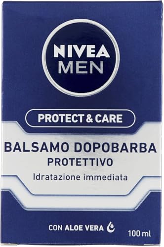 NIVEA MEN Protect & Care Balsamo Dopobarba Protettivo in Confezione da 100 ml, After Shave Uomo con Aloe Vera, Vitamina E e Pro-Vitamina B5, Balsamo Barba Idratante
