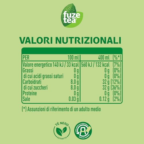 Fuze Tea, Bevanda Rinfrescante Analcolica di Té al Gusto Pesca e Rosa 330 ml x 24