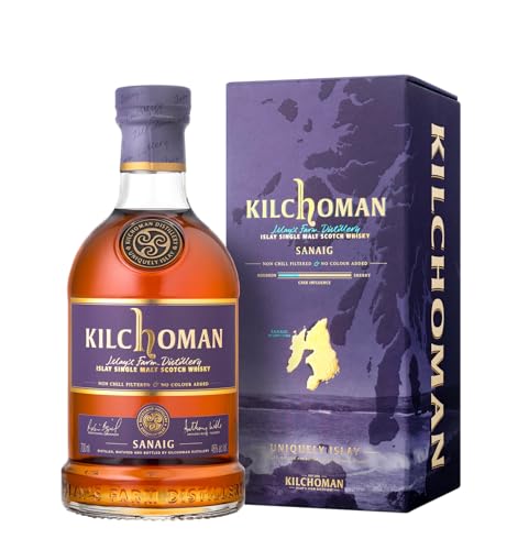 Kilchoman Sanaig Whiskey - Single Malt Scotch Whisky Maturato in Botti di Bourbon e Sherry Oloroso, 46%, Bottiglia in Vetro da 70cl