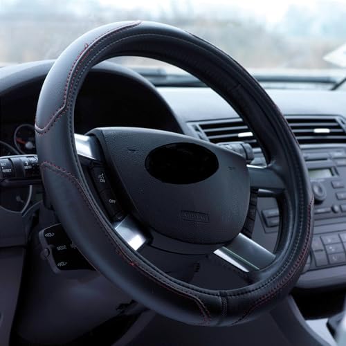 CG94 COPRIVOLANTE UNIVERSALE IN TPE ROAD NERO CON RICAMO ROSSO 37/39 CM