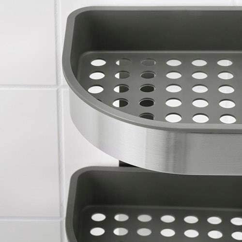 IKEA BROGRUND - Scaffale angolare da parete, 19 x 58 cm, in acciaio inox