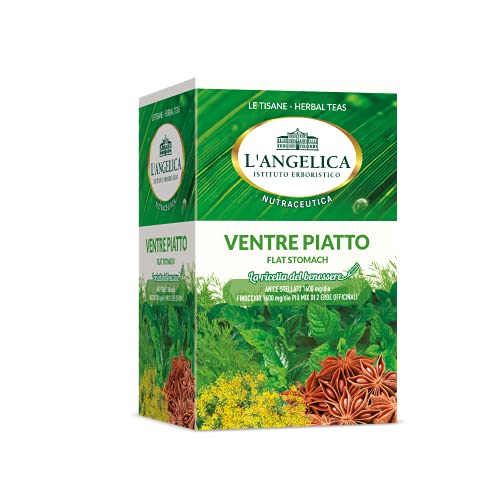 L'Angelica, Tisana Funzionale Ventre Piatto a Base di Finocchio, Anice Stellato e Menta, Tisane contro il Gonfiore Addominale, Vegan, 10 Confezioni da 20 Filtri Ciascuna