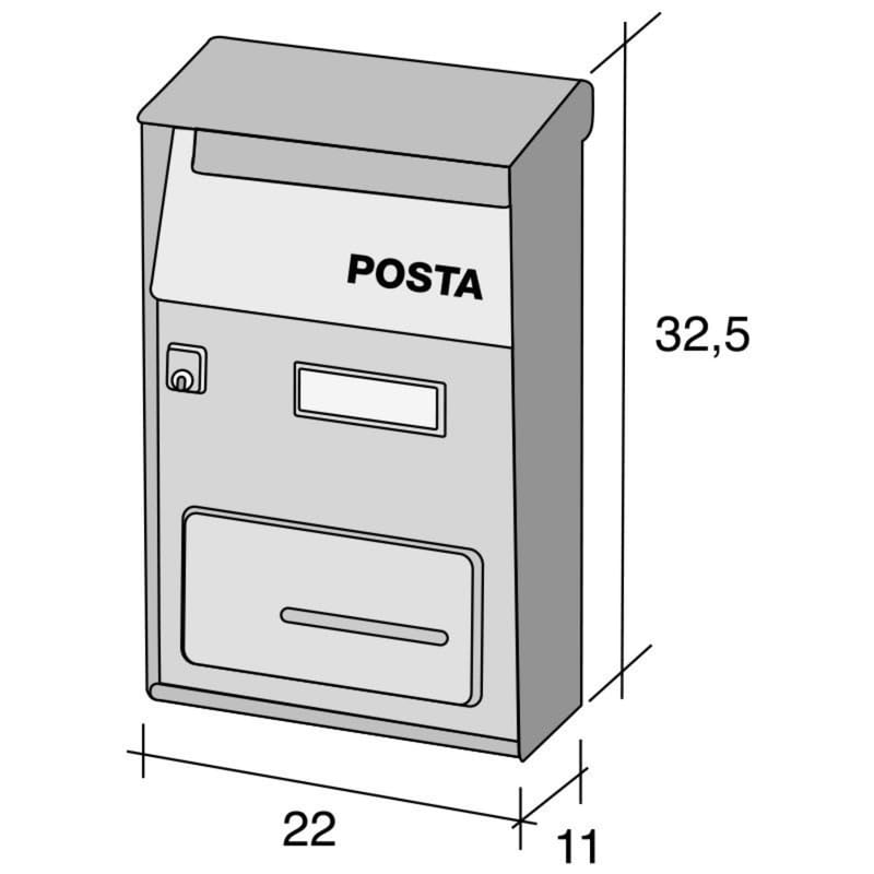 Alubox Cassetta postale serie 'effe' cm 22 x 11 x h 32,5 vern.verde