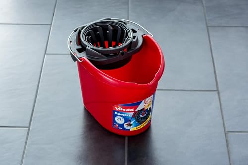 Vileda 10511 SuperMocio Secchio con Powerpress, per strizzare il mocio in modo semplice ed efficiente, senza piegare, non bagnato