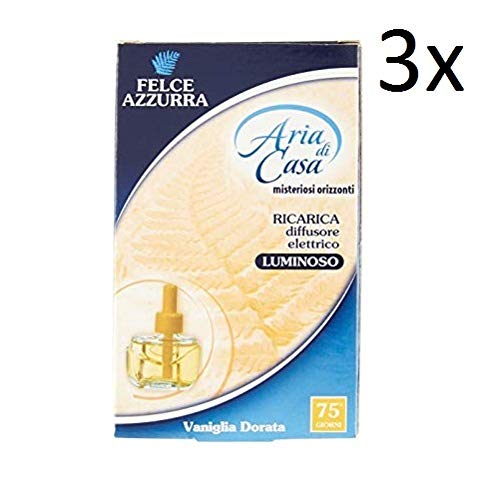 Felce Azzurra aria casa - 3 ricariche per diffusore elettrico alla vaniglia dorata