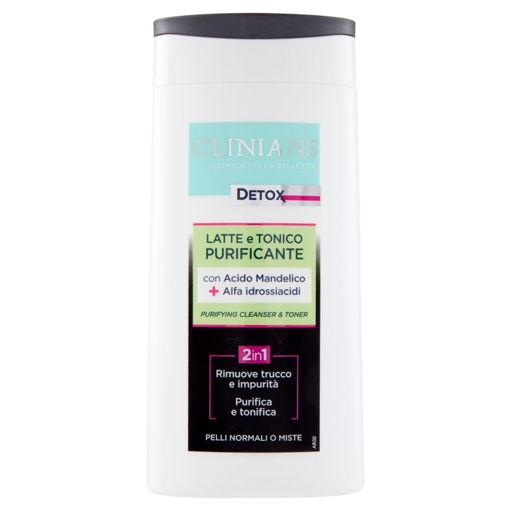 Clinians - Latte + Tonico 2 in 1 Purificante, con Acido Mandelico - 200 ml