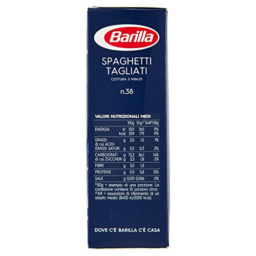 Barilla - Spaghetti Tagliati, Pasta di Semola di Grano Duro, n.38 - 500 g - [confezione da 10]