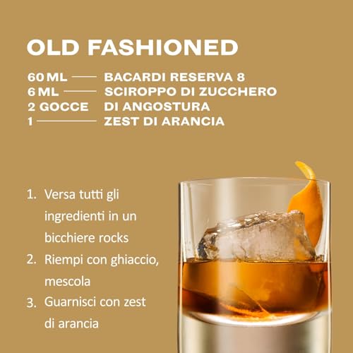 BACARDÍ Reserva 8 Year Old Premium Caribbean Rum, Vol. 40%, 70 cl / 700 ml, pregiato rum invecchiato 8 anni in botti di rovere sotto al sole dei Caraibi