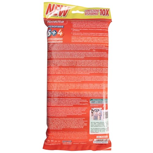Tonkita | 6+4 Panni Multiuso in Microfibra Colorate, 30x30 Cm, Microfibra con Potere Extra Pulente Ideale su Ogni Superficie, Panni Per La Pulizia Multiuso, 10 Panni