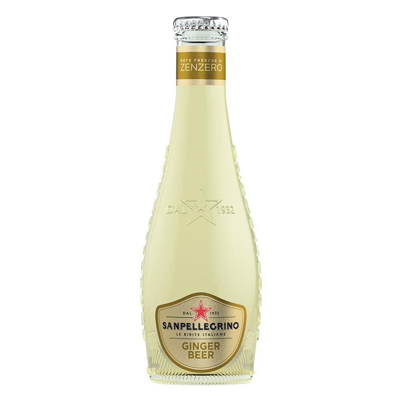 24x San Pellegrino Ginger Beer, bevanda analcolica italiana rinfrescante gassata con note di zenzero, bottiglia di vetro da 20cl