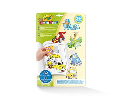 CRAYOLA Mini Kids, Album Adesivi & Forme Veicoli Stravaganti, 32 Pagine da Colorare e 4 Fogli di Adesivi, Attività Creativa per Bambini, età 2+, 25-6938G