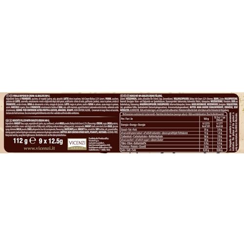 Grisbì Baileys - Edizione Limitata - Biscotti di Pasta Frolla al Cacao, Ripieni di Crema al Baileys, Ideali per Ogni Meritato Momento di Pausa, Formato Scorta, 12 Confezioni da 9 Biscotti, 1.344 gr