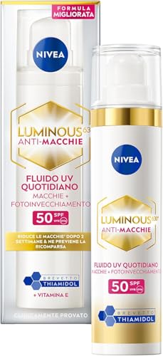 NIVEA Luminous630 Anti-Macchie Fluido UV Quotidiano Crema viso SPF 50 40 ml, Crema antimacchie viso contro il fotoinvecchiamento, Crema viso Acido Ialuronico, Thiamidol brevettato e filtri UVA/UVB