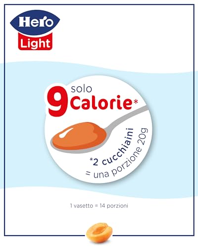 Hero Light Confettura light, 8 vasetti da 280 gr, marmellata e confettura extra, frutta di alta qualità, senza conservanti e senza coloranti, pochissime calorie per porzione