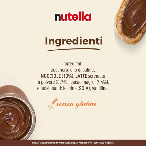 Nutella - Crema Spalmabile alle Nocciole e Cacao, Senza Glutine, Conservanti e Grassi Idrogenati, Formato Scorta per Eventi e Bomboniere, Ideale a Colazione, 64 Vasetti da 25 gr
