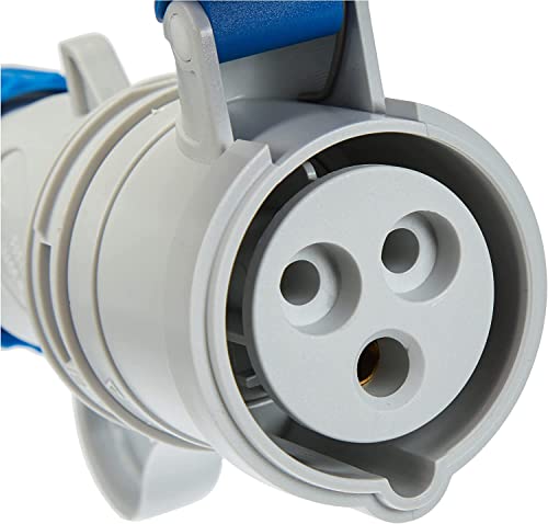 Electraline H05VV-F Prolunga elettrica con avvolgicavo, 4 prese polivalenti (schuko + 10/16A) spina grande 16A, con protezione