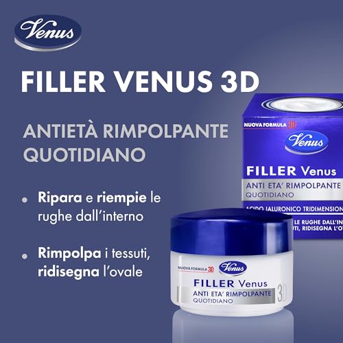 Venus Filler Venus 3D Crema Antietà Volumizzante con Acido Ialuronico Tridimensionale, 50ml