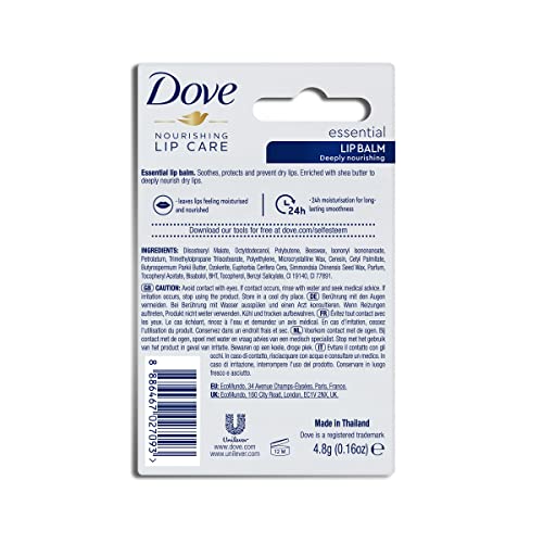 Balsamo Labbra Stick | Dove Nourishing Lipcare 4,8g | Essential Intensiv | Burrocacao |