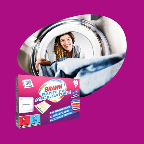 30 Panni Profumati per Asciugatrice – Con Ammorbidente - Formula Anti-Pelucchi - Morbidezza e Freschezza per il Bucato - Profumo Fresco Fiorito – Brawn