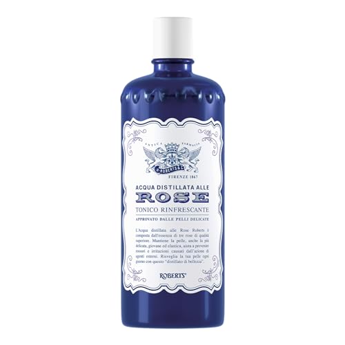 Acqua alle Rose, Tonico Viso con Acqua Distillata Alle Rose, Formula Rinfrescante con Proprietà Idratanti, Tonificanti e Lenitive, Rende la Pelle Giovane ed Elastica, 300ml