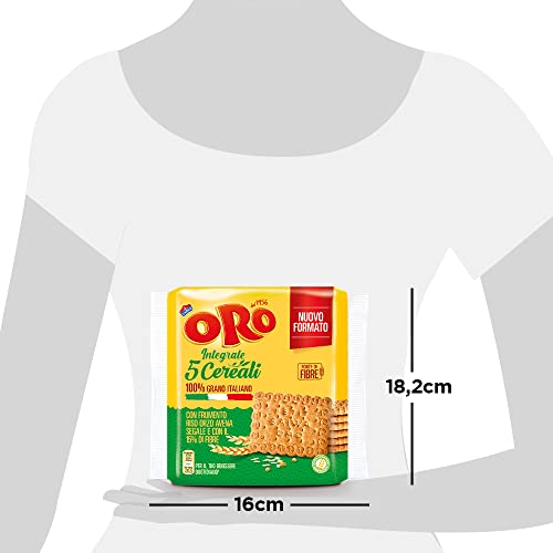 Oro Saiwa 5 Cereali, Biscotti Integrali con Frumento, Riso, Orzo, Avena e Segale, Fonte di Magnesio e Ricco di Fibre, 100% Grano Italiano, 420g