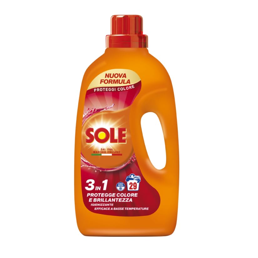 Sole Detersivo Lavatrice Proteggi colore 145 Lavaggi, (5x29), Formula igienizzante, Detersivo Lavatrice Liquido Proteggi colore, rimuove le macchie a basse temperature