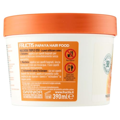 Garnier Fructis Maschera Hair Food Riparatrice per Capelli 3in1 Papaya