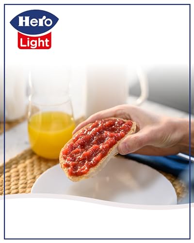Hero Light Confettura light, 8 vasetti da 280 gr, marmellata e confettura extra, frutta di alta qualità, senza conservanti e senza coloranti, pochissime calorie per porzione
