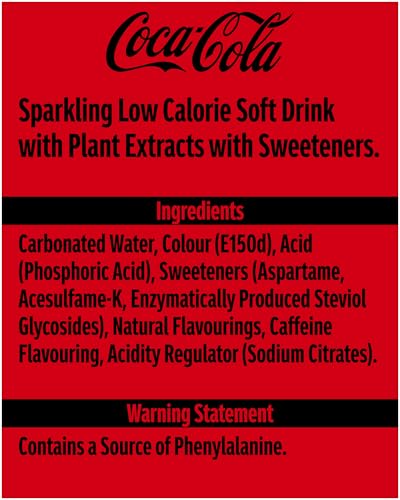 Coca Cola Coke Zero Cans - Pack Size = 24xcans