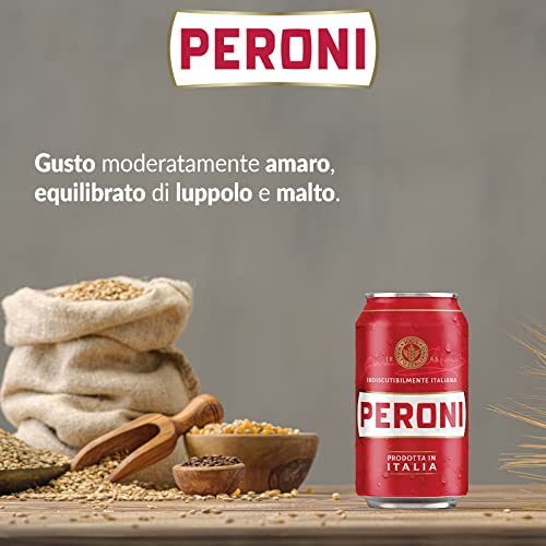 Peroni Birra, Cassa con 24 Birre in Lattina da 33 cl, 7.92 L, Birra Lager con Malto 100% Italiano dal Gusto Moderatamente Amaro, Gradazione Alcolica 4.7% Vol