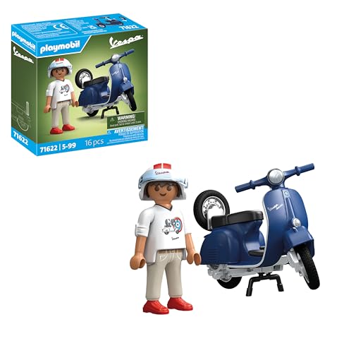 PLAYMOBIL Cars 71622 1969 Vespa 150 Sprint Veloce, blu, modello fedele per collezionisti e appassionati, comprende accessori versatili e ruota di ricambio removibile