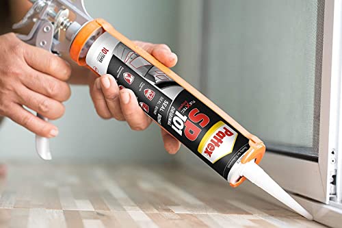 Pattex Sigillante Polimerico SP101, Sigilla e Incolla, Multimateriale, Elevate Prestazioni, Aderisce su Superfici Umide, Resiste ai Raggi UV e Intemperie, Sigillante Grigio, Cartuccia da 280 ml