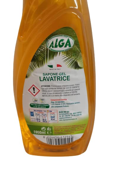 Sapone gel lavatrice ipoallergenico Alga bio per bucato 1950 ml per capi bianchi e colorati