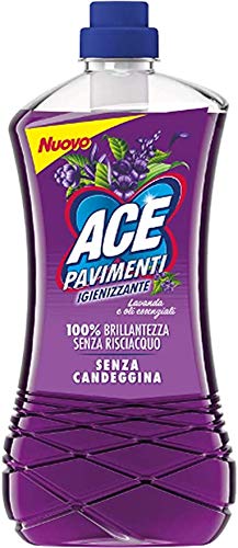 ACE + 2 Pezzi Pavimenti IGIENIZZANTE Senza CANDEGGINA Senza RISCIACQUO Lavanda E Oli Essenziali 1000 ML [ Totale 2000 Ml ]