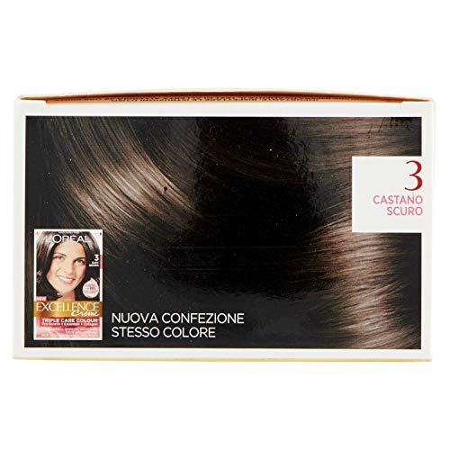 l'Oréal Paris Excellence Crema Colorante Triplo Trattamento Avanzato, No. 3 Castano Scuro -
