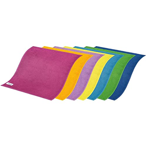 Vileda Microfibre Colors, Panni in Microfibra, Lavabili in Lavatrice, Riutilizzabili, Multicolore, 30x 30 cm, 8 Pezzi