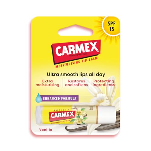 CARMEX VanillaMoisturising Lip Balm Click Stick per labbra morbide e protette con SPF15 (4,25 g - 1 pezzo)