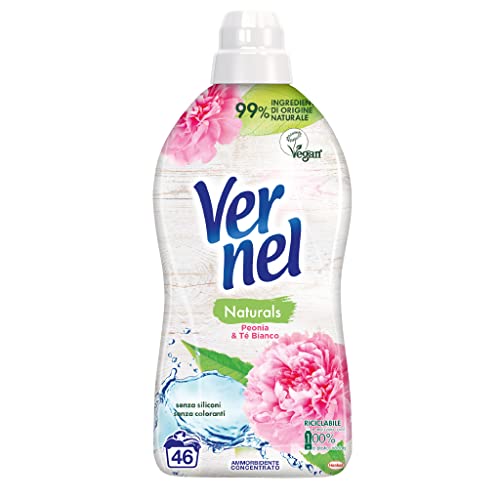 Vernel Naturals Peonia, Ammorbidente Lavatrice Profumato, 99% Ingredienti di Origine Naturale, Senza Siliconi e Coloranti