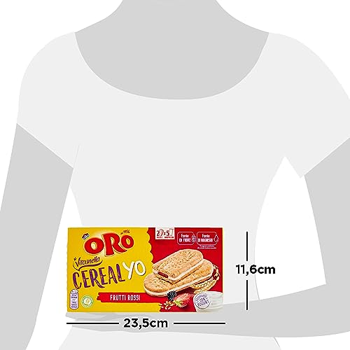Vitasnella Cereal Yo Frutti Rossi - Snack con farcitura allo yogurt e frutti rossi tra due biscotti ai cereali integrali, 253g