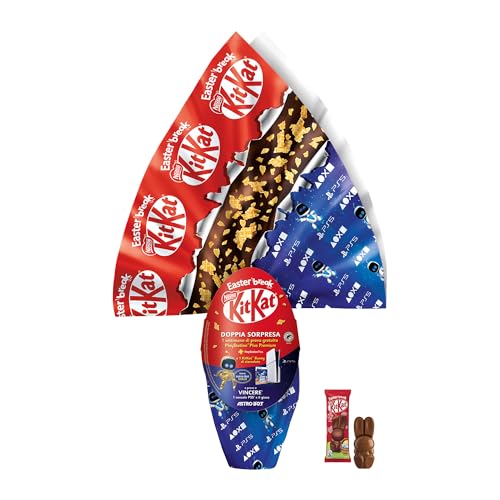 KITKAT Uovo di Pasqua 2025 Cioccolato al Latte con Sorpresa e 1 KitKat Bunny 240g