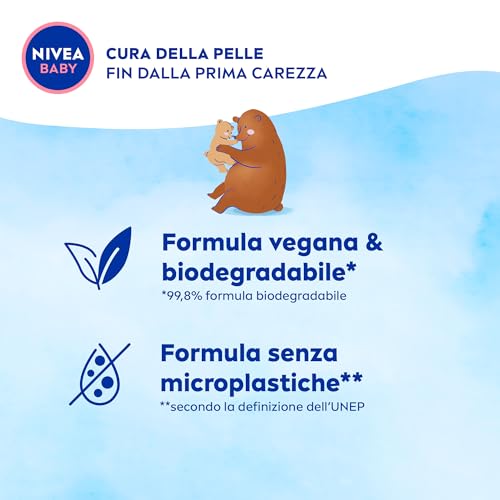 NIVEA BABY Viso & Corpo Crema Soffice 200ml, Crema corpo bambini idratante e nutriente, Crema viso neonato con Latte di Mandorla e Vitamine, Crema corpo neonato contro disidratazione e secchezza