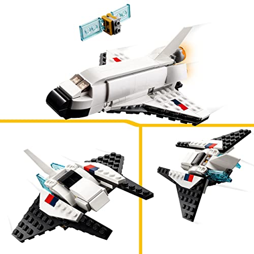 Lego 31134 Creator 3in1 Spaceshuttle Spielzeug zum Astronauten zum Raumschiff, Konstruktionsspielzeug für Kinder, Jungen, Mädchen ab 6 Jahren, kreative Geschenkidee