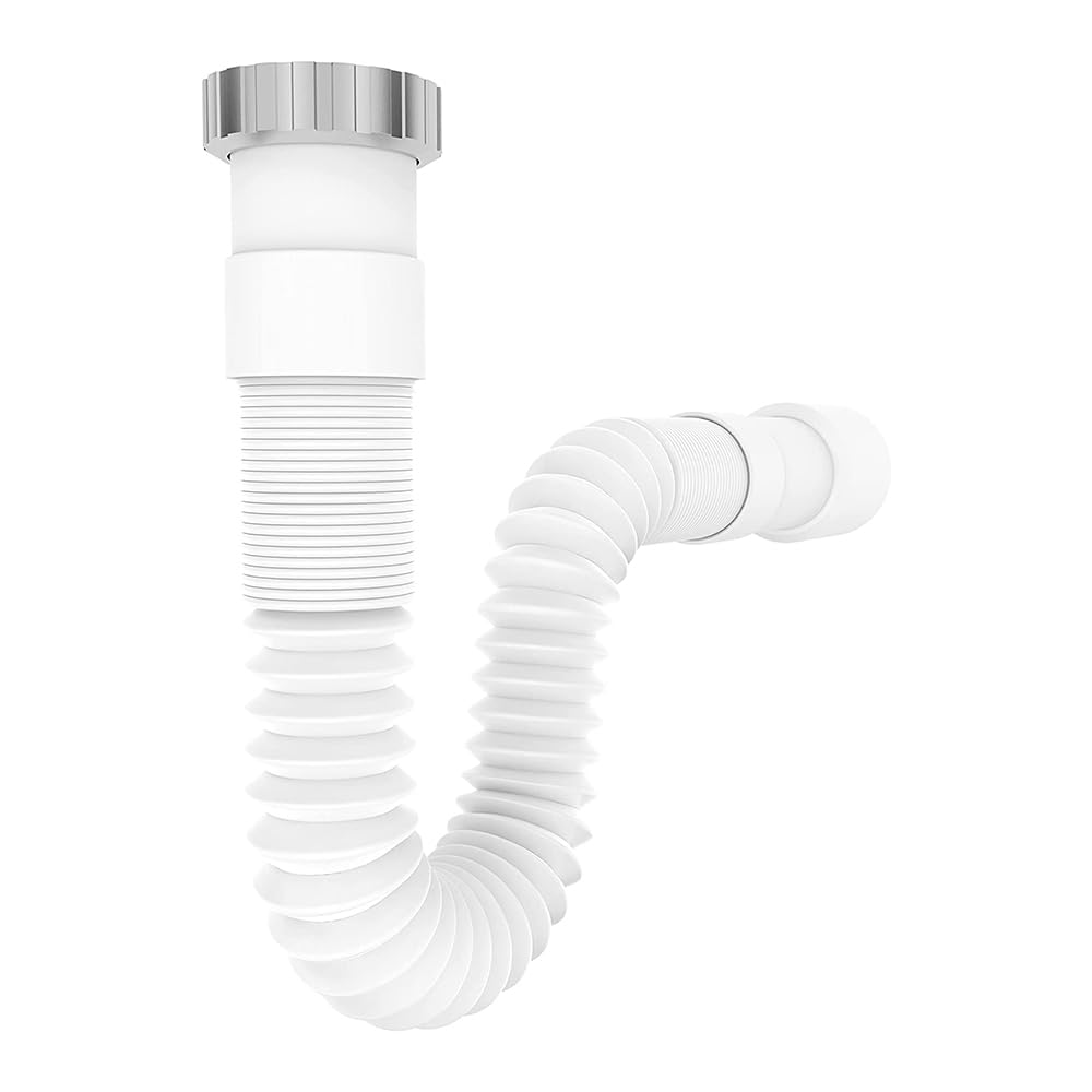 CG94 - Tubo Flessibile Estensibile per Scarico Lavandino | Allungabile fino a 86 cm | Montaggio Facile e Veloce | Dado Girevole in Zama, Zinco