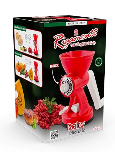 Rigamonti Baby Art.120 Tritatutto BABYDISCHI, Acciaio Inox rettificati, Gomma caucciù, Polipropilene, Poliammide 66, Red, One Size, 20 unità