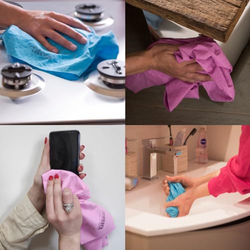 TITTEX - Panni Microfibra Vetri e Acciaio, Pulizia Senza Aloni, Finestre, Specchi, TV, PC, Cucina, Bagno – Panni in Microfibra per Pulizia Casa, Lavabili, Resistenti.