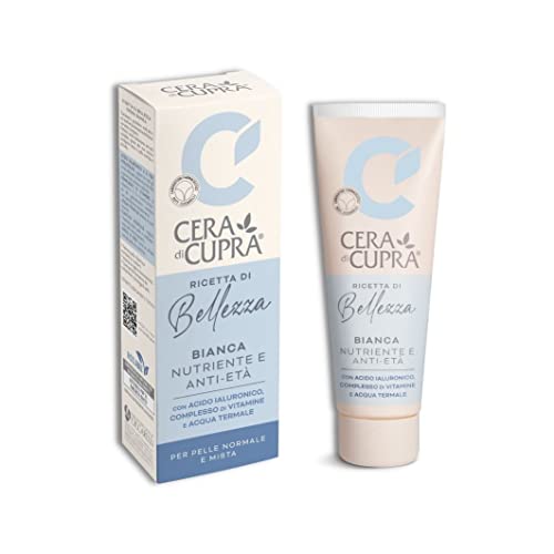 Cera di Cupra, Crema Bianca Nuova Formulazione, con Acido Ialuronico, Vitamine e Acqua Termale, Azione Idratante e Antietà, Made in Italy, Dermatologicamente Testata, Tubetto da 75 ml