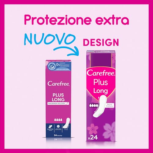 Carefree Salvaslip Plus Large Fragranza Delicata, Salva slip donna extra ampio per il 100% di controllo degli odori, Morbidi e discreti proteggi slip super assorbenti per uso quotidiano, 36 salvaslip